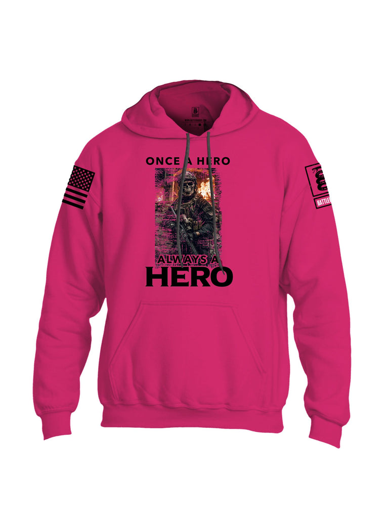 Battleraddle Once A Hero Always A Hero Black Sleeves Uni Cotton Blended Hoodie With Pockets