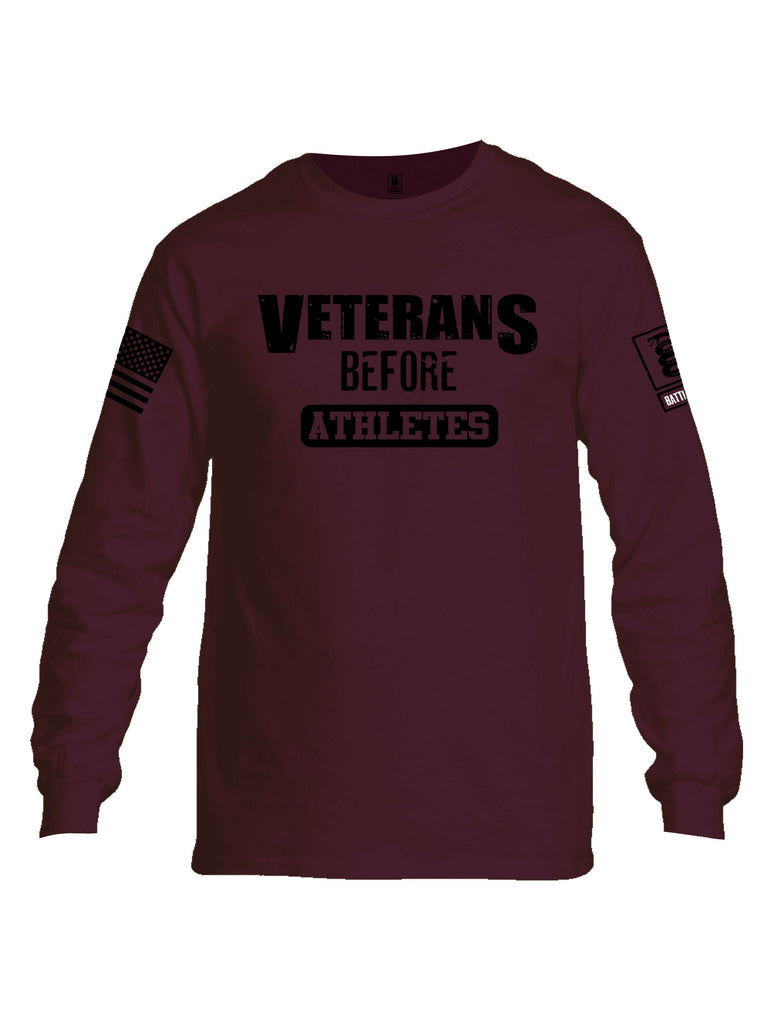 Battleraddle Veterans Before Athletes Black Sleeves Men Cotton Crew Neck Long Sleeve T Shirt