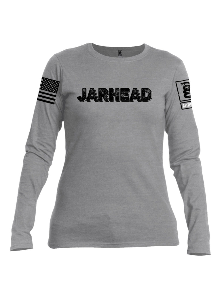 Battleraddle Jarhead Black Sleeves Women Cotton Crew Neck Long Sleeve T Shirt