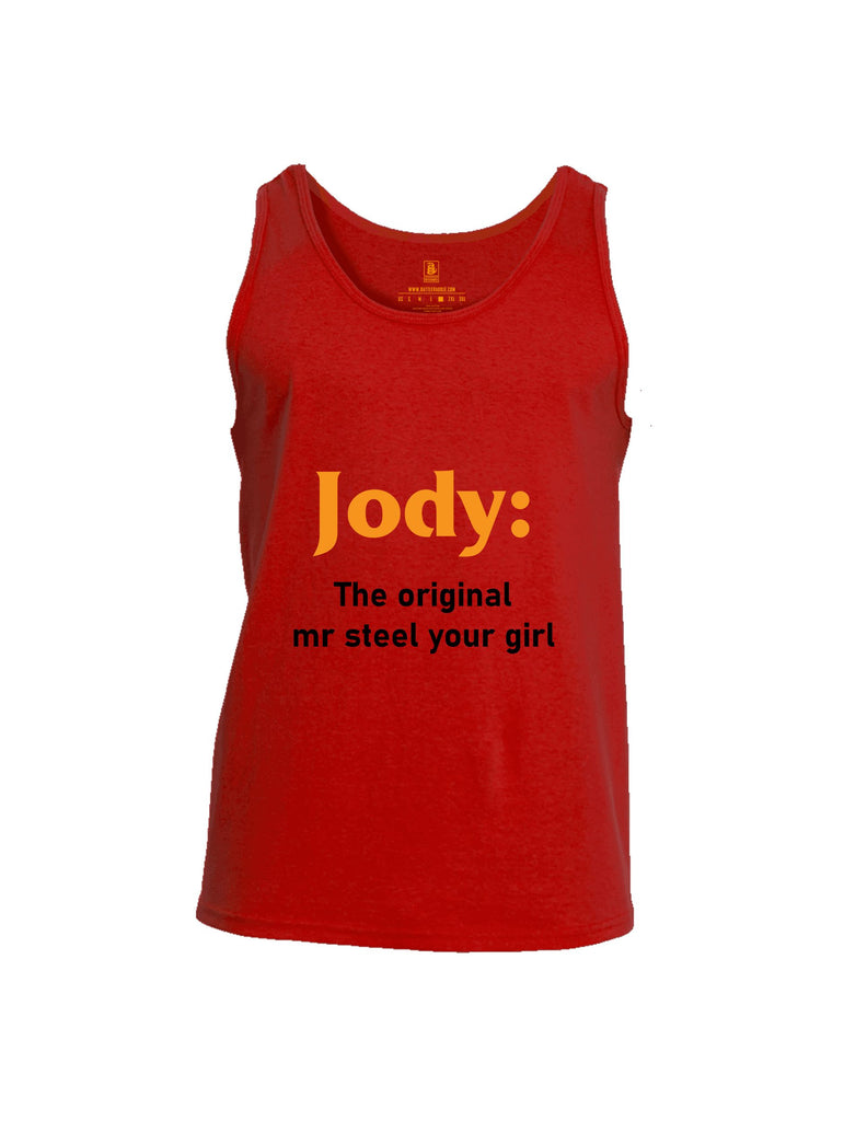 Battleraddle Jody The Original Mr Steel Your Girl Orange Sleeves Men Cotton Cotton Tank Top