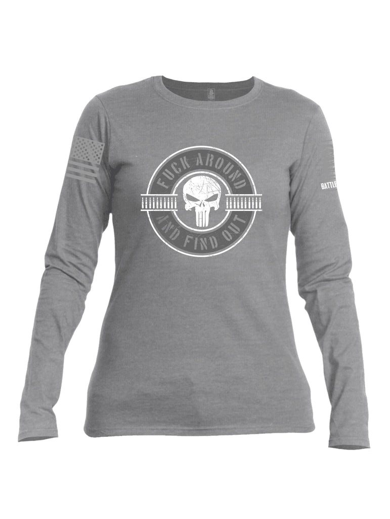 Battleraddle Faafo Punisher Grey Sleeves Women Cotton Crew Neck Long Sleeve T Shirt