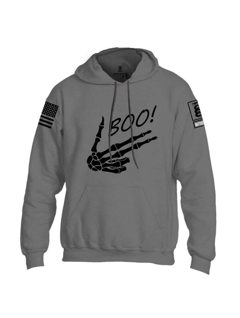 Battleraddle Boo Skeleton  Black Sleeves Uni Cotton Blended Hoodie With Pockets