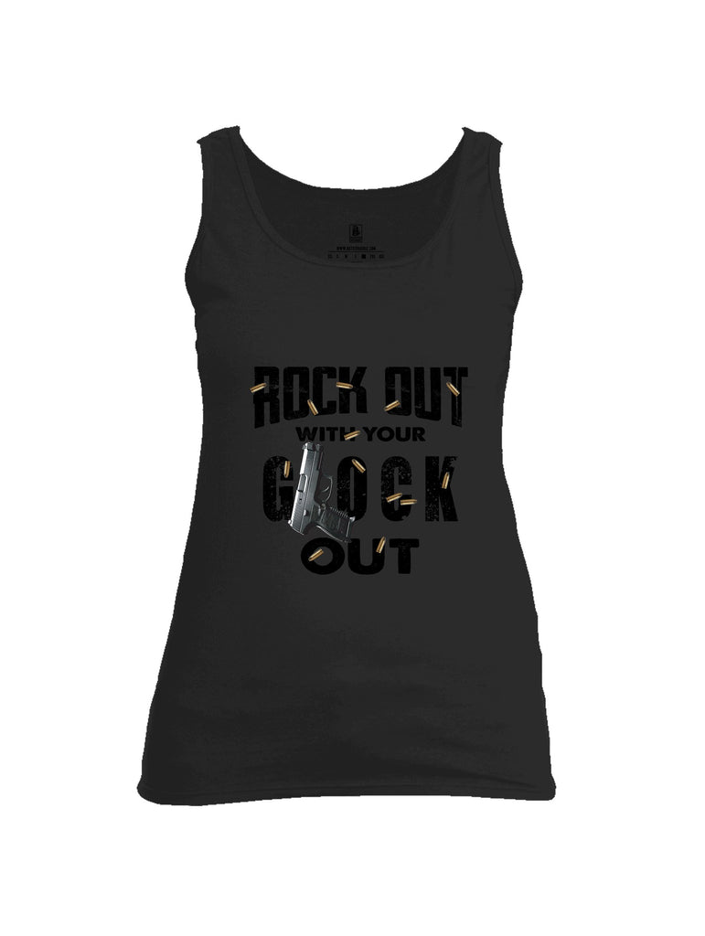 Battleraddle Rock Out With Your Glock Out Black Sleeves Women Cotton Cotton Tank Top