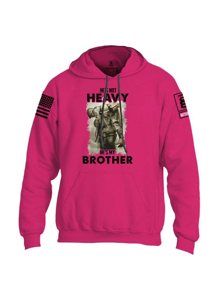 Battleraddle He'S Not Heavy He'S My Brother Black Sleeves Uni Cotton Blended Hoodie With Pockets