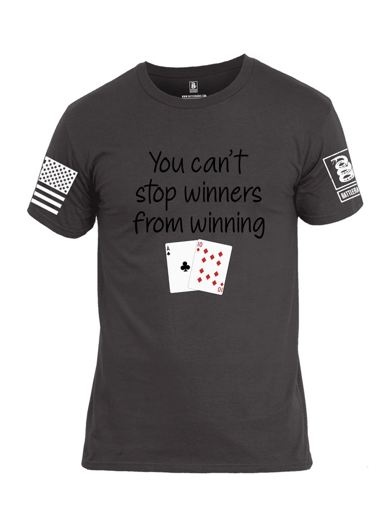 Battleraddle You Can'T Stop Winners From Winning White Sleeves Men Cotton Crew Neck T-Shirt