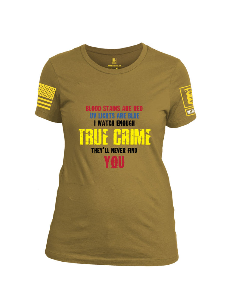 Battleraddle True Crime Yellow Sleeves Women Cotton Crew Neck T-Shirt