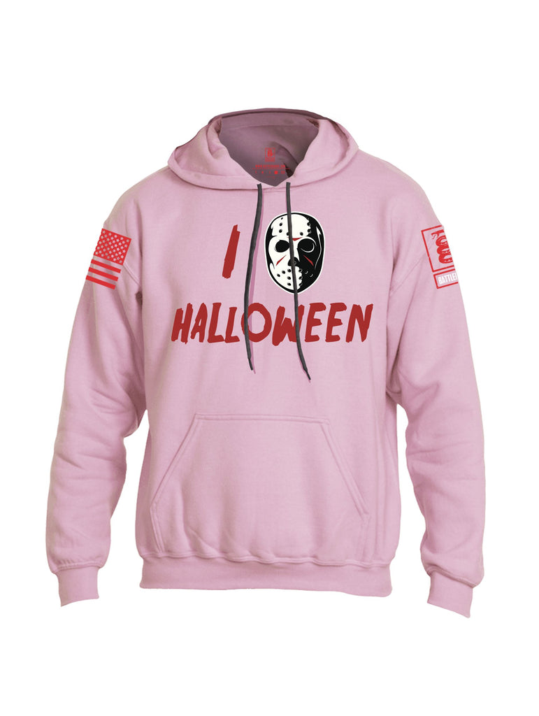 Battleraddle I Love Halloween  Red Sleeves Uni Cotton Blended Hoodie With Pockets