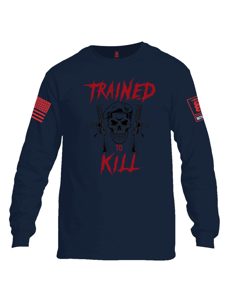 Battleraddle Trained To Kill  Red Sleeves Men Cotton Crew Neck Long Sleeve T Shirt