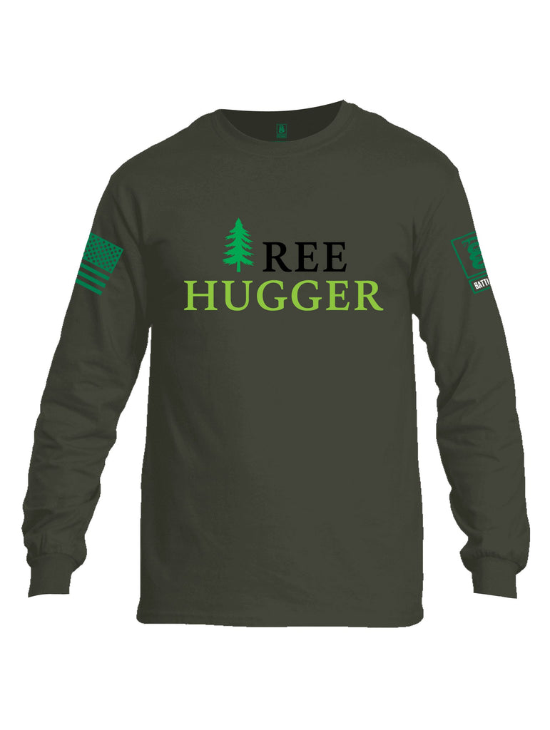 Battleraddle Tree Hugger Pearl Green Sleeves Men Cotton Crew Neck Long Sleeve T Shirt