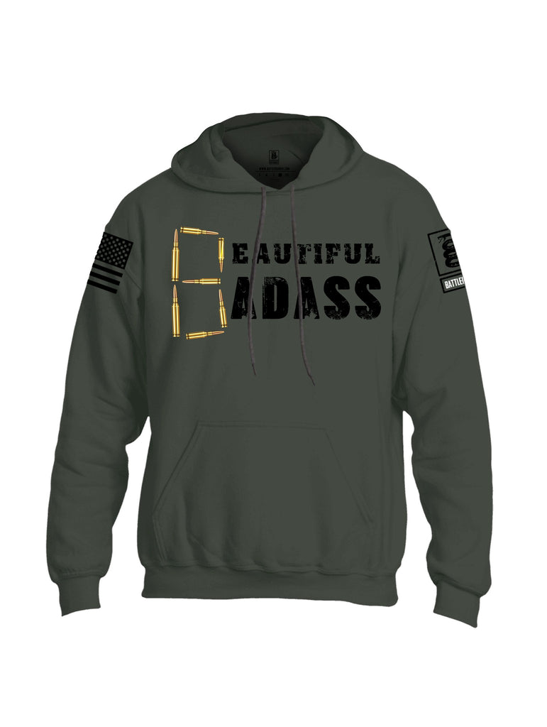 Battleraddle Beautiful Badass Black Sleeves Uni Cotton Blended Hoodie With Pockets