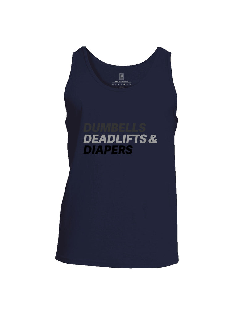Battleraddle Dumbells Deadlifts & Diapers Grey Sleeves Men Cotton Cotton Tank Top