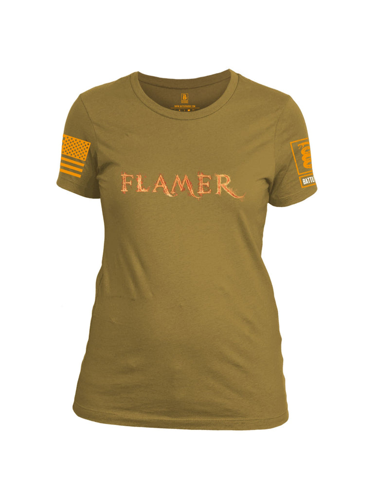 Battleraddle Flamer Orange Sleeves Women Cotton Crew Neck T-Shirt