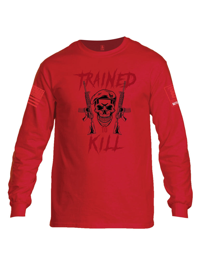 Battleraddle Trained To Kill  Red Sleeves Men Cotton Crew Neck Long Sleeve T Shirt