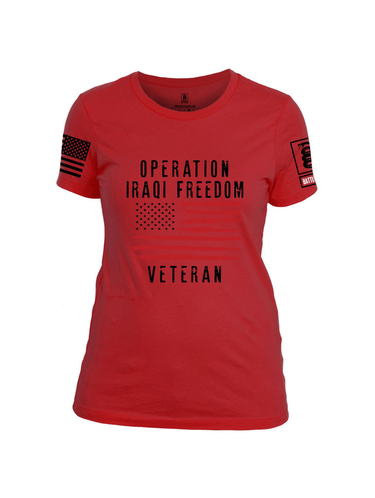 Battleraddle Operation Iraqi Freedom Veteran Black Sleeves Women Cotton Crew Neck T-Shirt