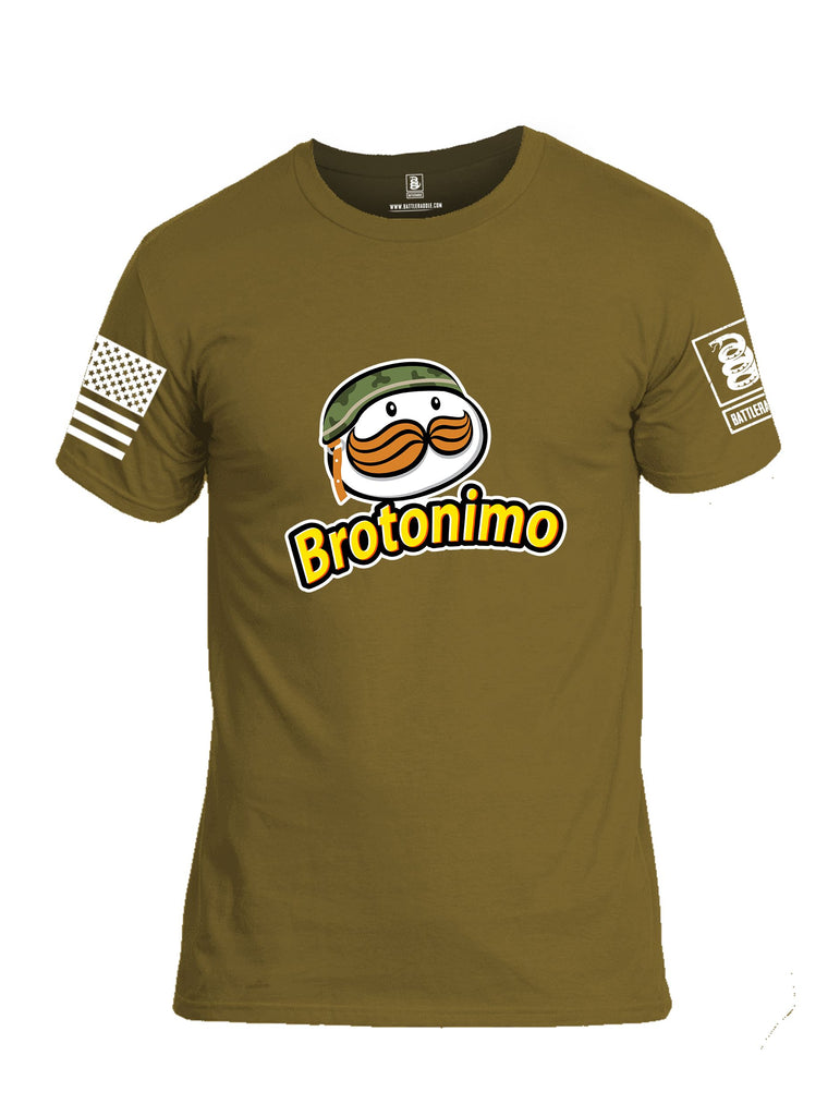 Battleraddle Brotonimo White Sleeves Men Cotton Crew Neck T-Shirt