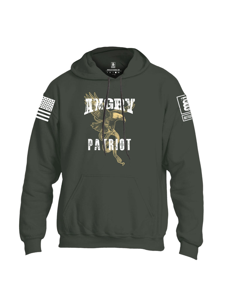 Battleraddle Angry Patriot Eagle  White Sleeves Uni Cotton Blended Hoodie With Pockets