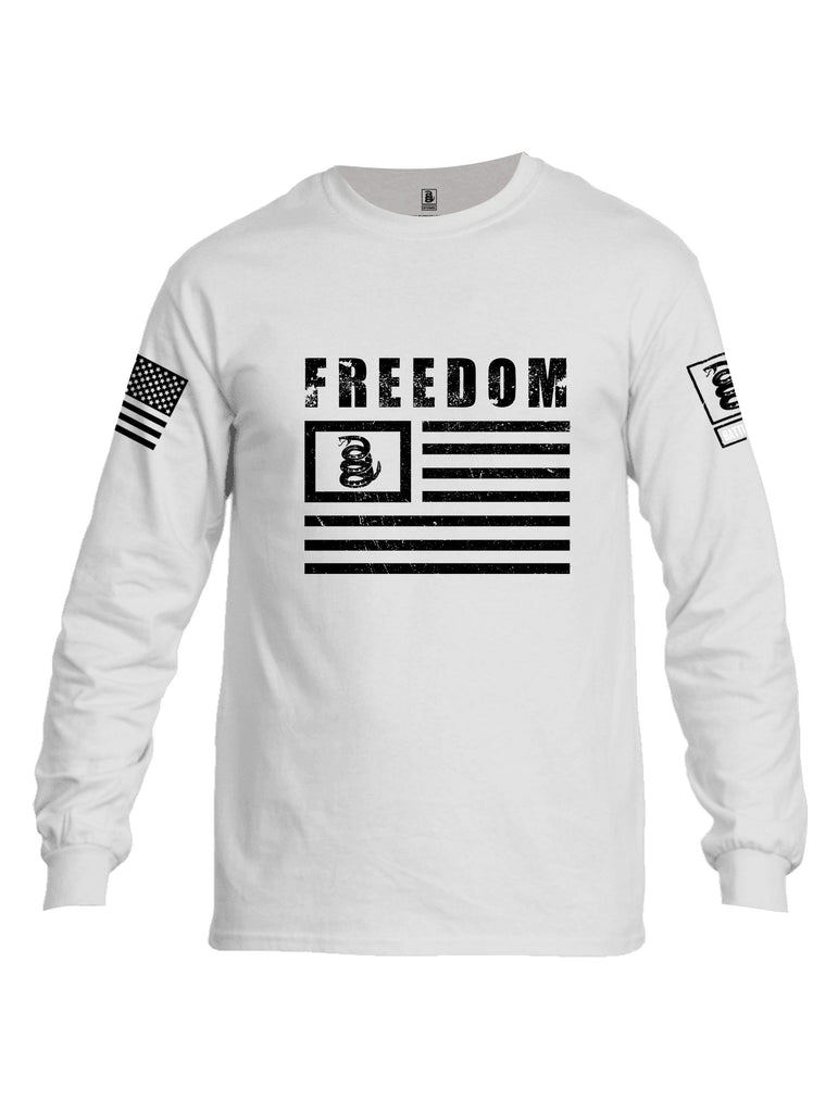 Battleraddle Freedom Flag Black Sleeves Men Cotton Crew Neck Long Sleeve T Shirt