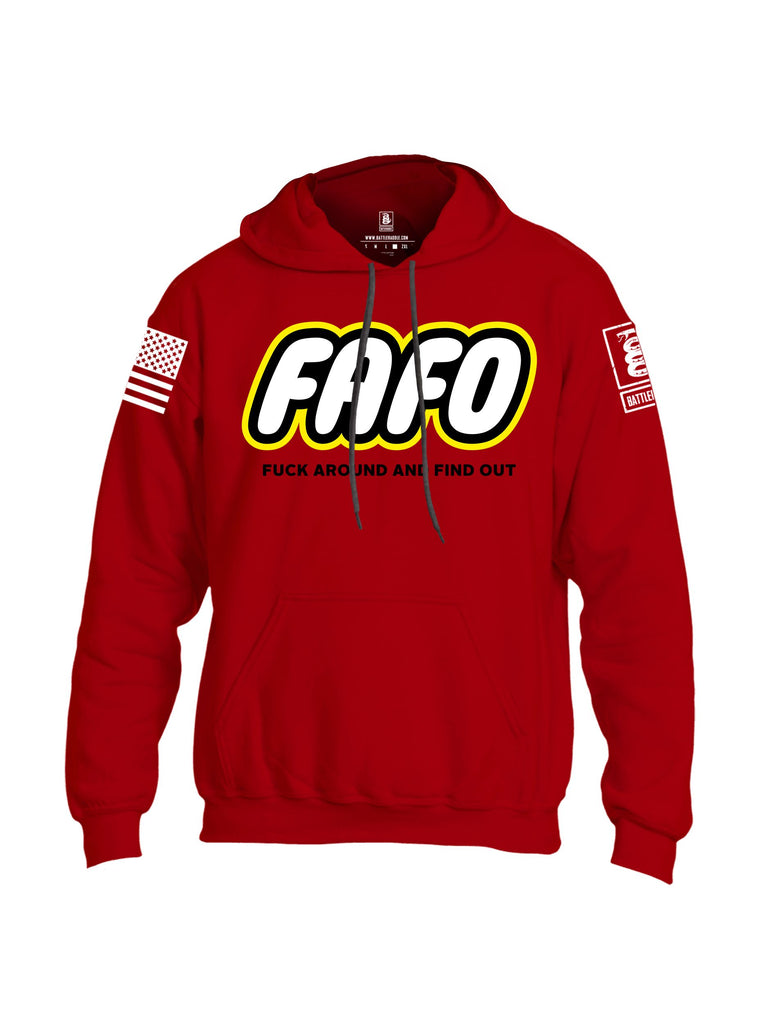 Battleraddle Fafo  White Sleeves Uni Cotton Blended Hoodie With Pockets