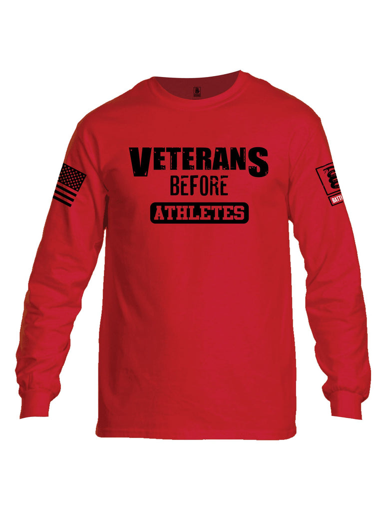 Battleraddle Veterans Before Athletes Black Sleeves Men Cotton Crew Neck Long Sleeve T Shirt