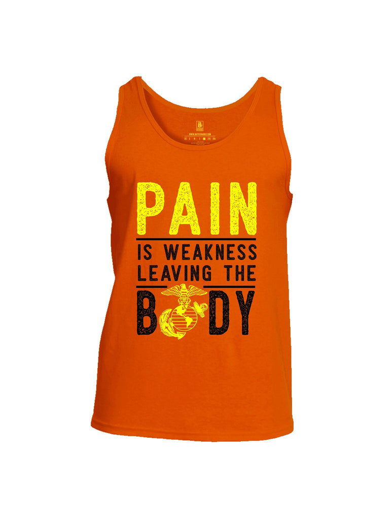 Battleraddle Pain Is Weakness  Yellow Sleeves Men Cotton Cotton Tank Top