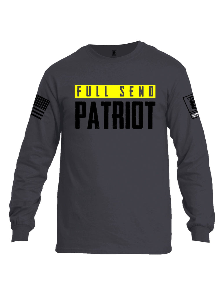 Battleraddle Full Send Patriot Black Sleeves Men Cotton Crew Neck Long Sleeve T Shirt