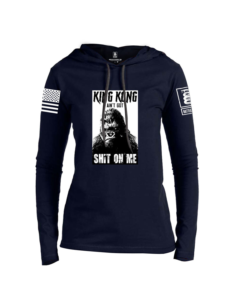 Battleraddle King Kong Ain'T Got Shit On Me White Sleeves Women Cotton Thin Cotton Lightweight Hoodie