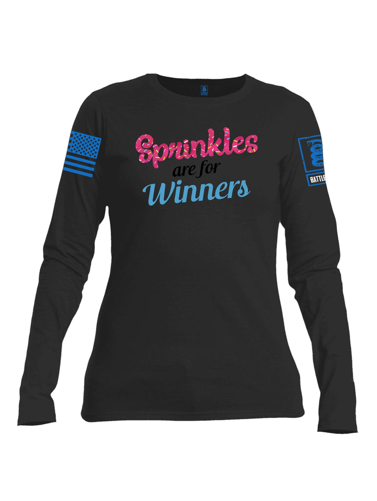Battleraddle Sprinkles Are For Winners  Mid Blue Sleeves Women Cotton Crew Neck Long Sleeve T Shirt