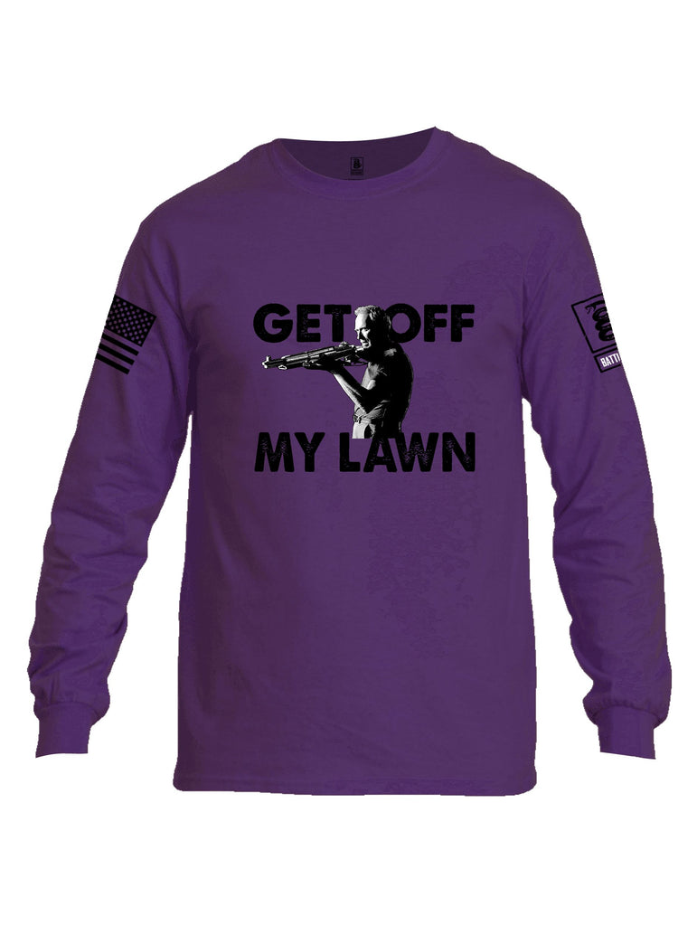 Battleraddle Get Off My Lawn Black Sleeves Men Cotton Crew Neck Long Sleeve T Shirt