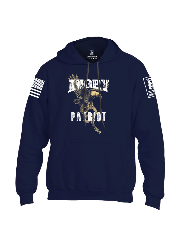 Battleraddle Angry Patriot Eagle  White Sleeves Uni Cotton Blended Hoodie With Pockets