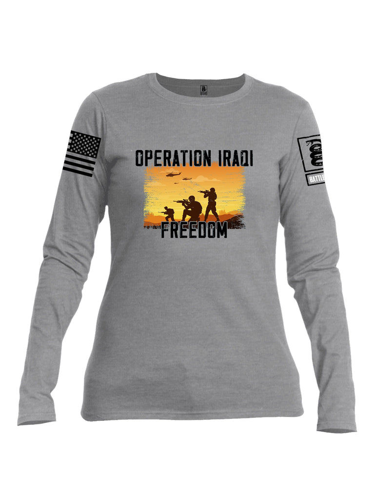 Battleraddle Operation Iraqi Freedom Soldiers Black Sleeves Women Cotton Crew Neck Long Sleeve T Shirt