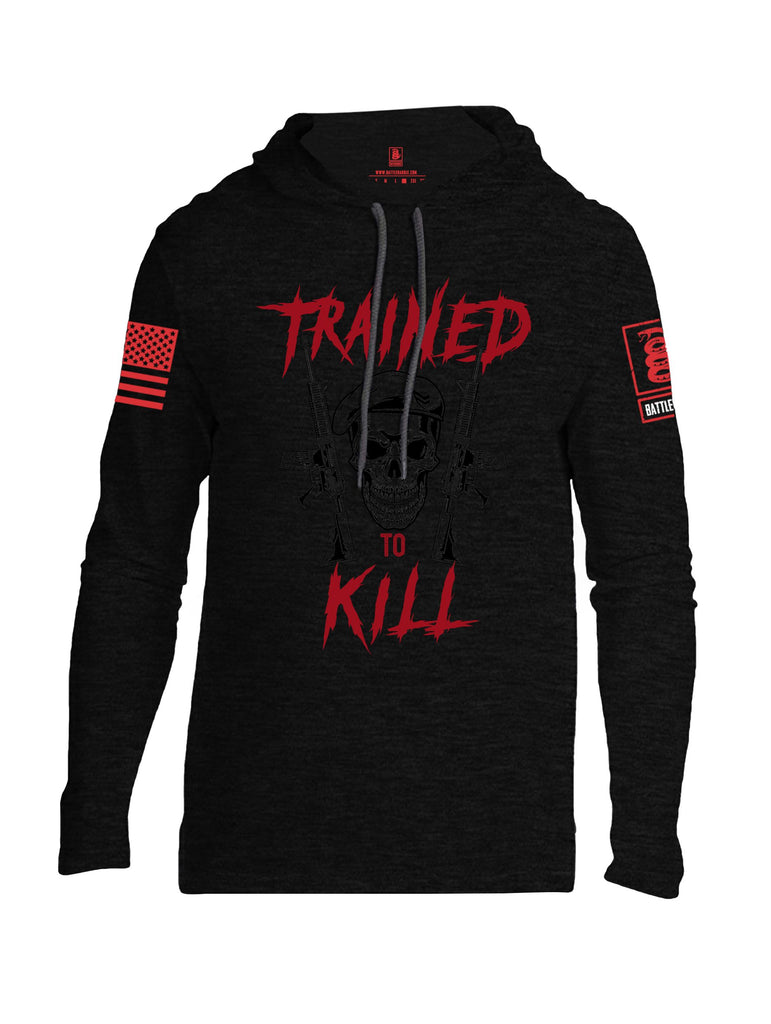 Battleraddle Trained To Kill  Red Sleeves Men Cotton Thin Cotton Lightweight Hoodie