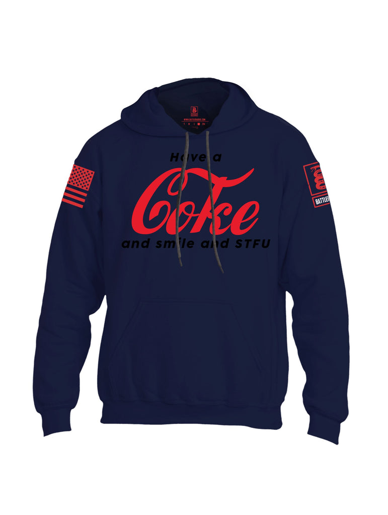 Battleraddle Have A Coke  Red Sleeves Uni Cotton Blended Hoodie With Pockets