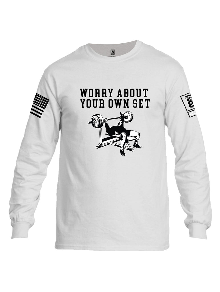 Battleraddle Worry About Your Own Set  Black Sleeves Men Cotton Crew Neck Long Sleeve T Shirt