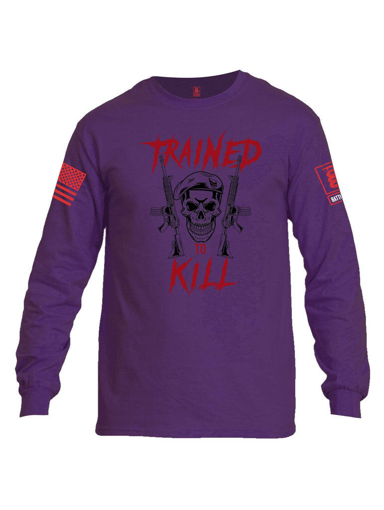 Battleraddle Trained To Kill  Red Sleeves Men Cotton Crew Neck Long Sleeve T Shirt