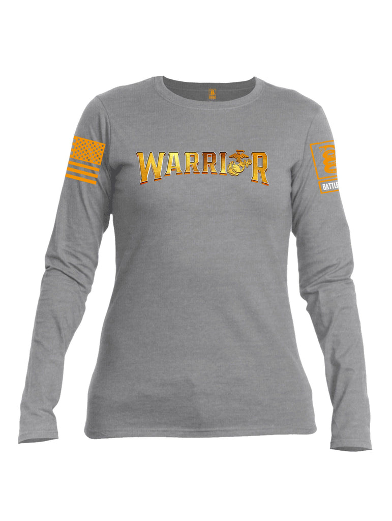 Battleraddle Warrior Orange Sleeves Women Cotton Crew Neck Long Sleeve T Shirt