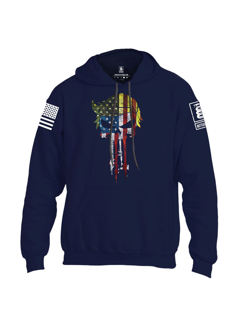 Battleraddle Trump The Punisher White Sleeves Uni Cotton Blended Hoodie With Pockets