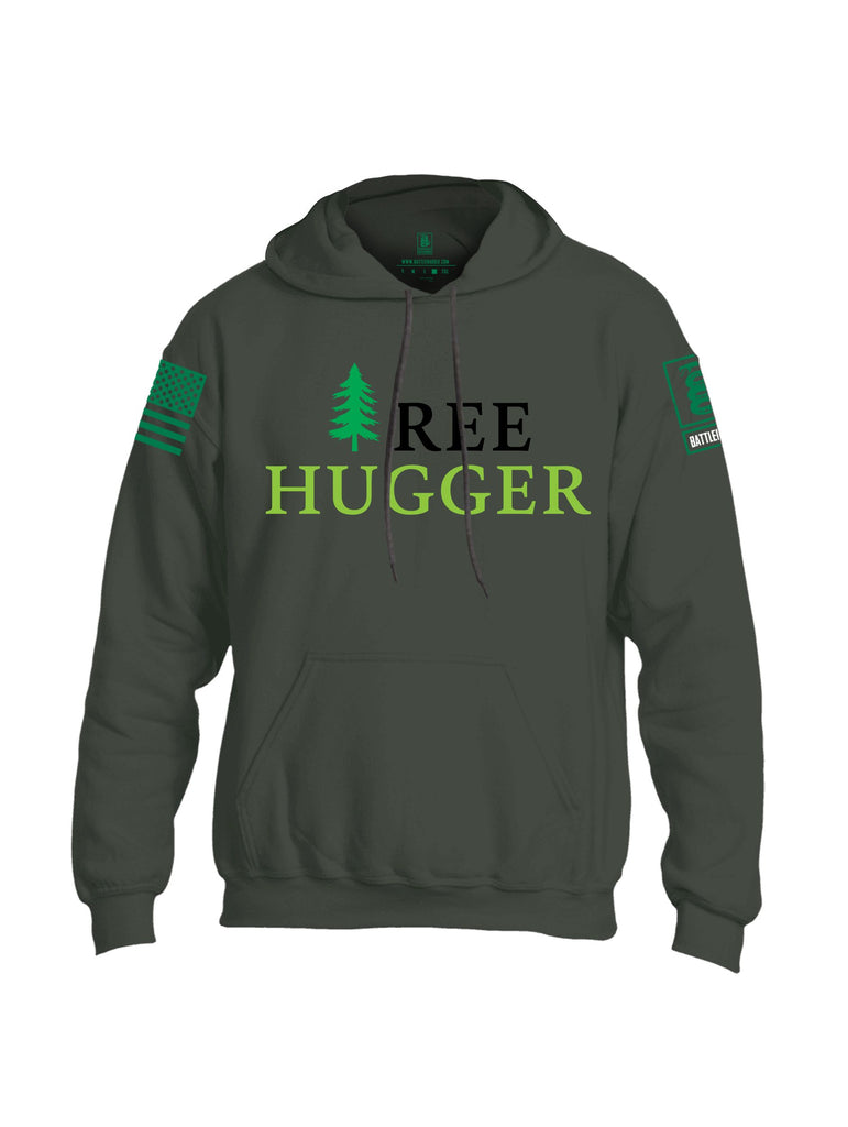Battleraddle Tree Hugger Pearl Green Sleeves Uni Cotton Blended Hoodie With Pockets