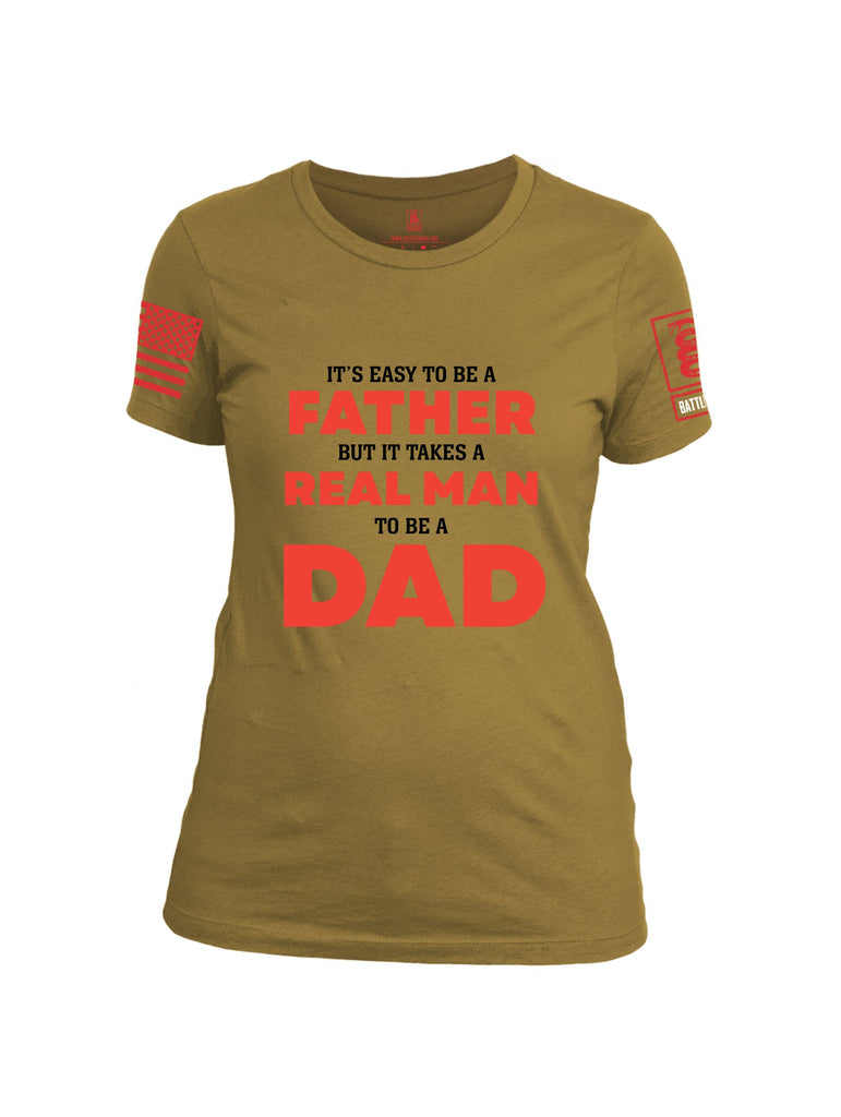 Battleraddle It'S Easy To Be A Father Red Sleeves Women Cotton Crew Neck T-Shirt