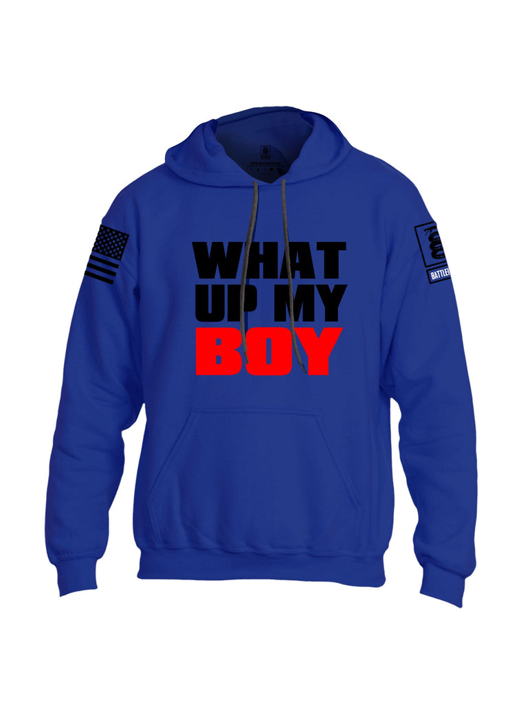 Battleraddle What Up My Boy  Black Sleeves Uni Cotton Blended Hoodie With Pockets