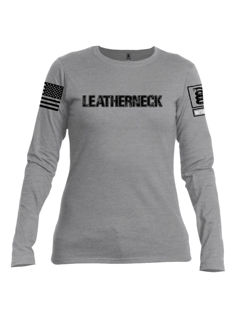 Battleraddle Leatherneck Black Sleeves Women Cotton Crew Neck Long Sleeve T Shirt