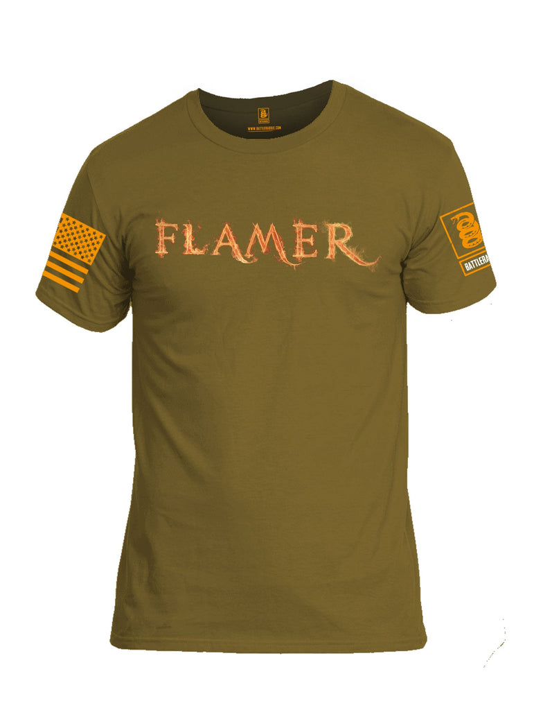 Battleraddle Flamer Orange Sleeves Men Cotton Crew Neck T-Shirt