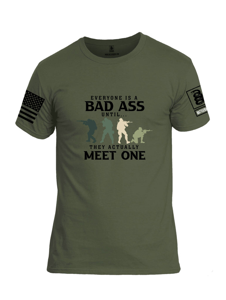 Battleraddle Everyone Is A Badass Until They Actually Meet One Black Sleeves Men Cotton Crew Neck T-Shirt