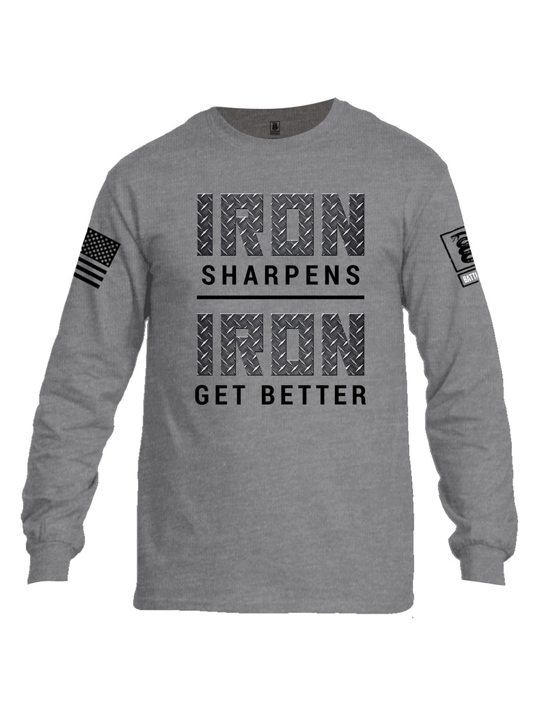 Battleraddle Iron Sharpens Iron Get Better Black Sleeves Men Cotton Crew Neck Long Sleeve T Shirt