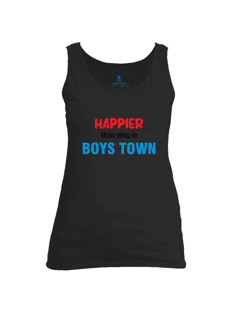 Battleraddle Happier Than Sissy In Boys Town Mid Blue Sleeves Women Cotton Cotton Tank Top