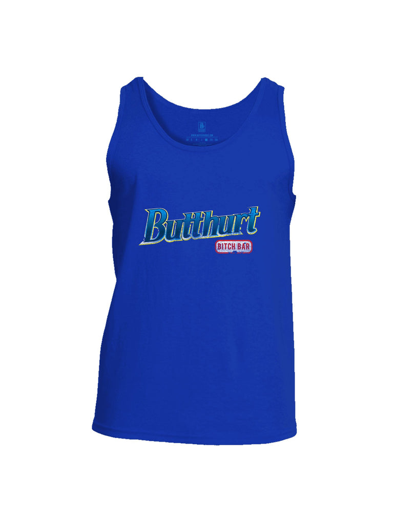 Battleraddle Butthurt Bitch Bar  Mid Blue Sleeves Men Cotton Cotton Tank Top