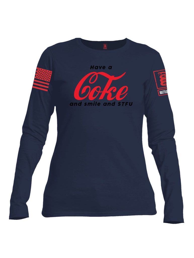 Battleraddle Have A Coke  Red Sleeves Women Cotton Crew Neck Long Sleeve T Shirt