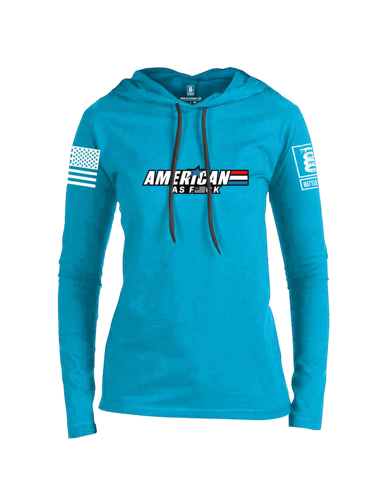 Battleraddle American As F White Sleeves Women Cotton Thin Cotton Lightweight Hoodie