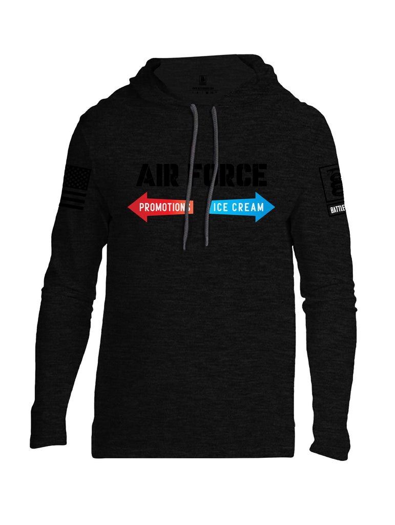 Battleraddle Air Force Promotions Ice Cream Black Sleeves Men Cotton Thin Cotton Lightweight Hoodie