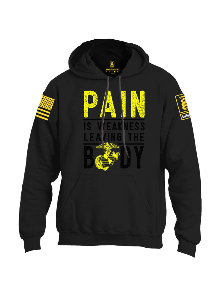 Battleraddle Pain Is Weakness  Yellow Sleeves Uni Cotton Blended Hoodie With Pockets