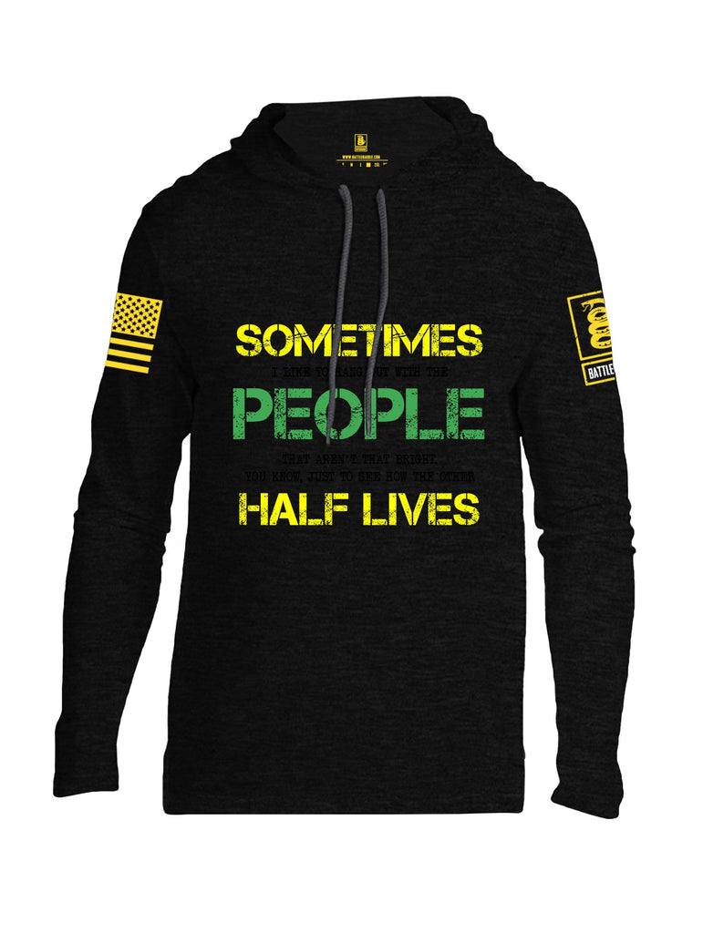 Battleraddle Sometimes I Like To Hang Out With The People Yellow Sleeves Men Cotton Thin Cotton Lightweight Hoodie